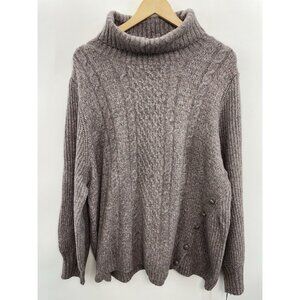 Liz Claiborne Sweater Cowl Neck Cable Knit Pullover Mauve Purple Womens 2X